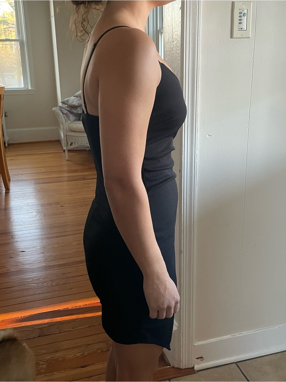 Classic Black Spaghetti Strap Wrap Dress - Picture 2 of 5